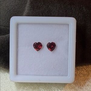 Gorgeous Natural AA Red Garnet Heart Loose Gemstones Set of 2